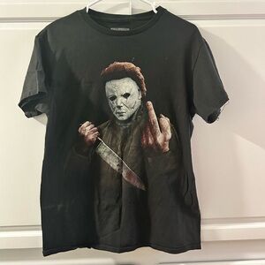 Black Graphic T-Shirt with Horror Print